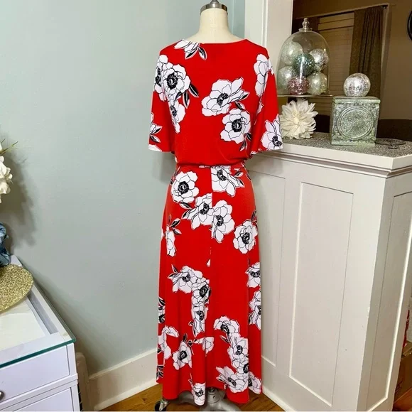 Lane Bryant Floral Faux Wrap Maxi Dress Red & White Size 22/24 - Picture 6 of 10